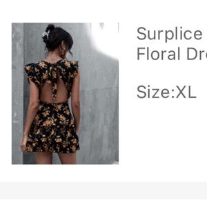 SHEIN Surplice Neck Ruffle Armhole Tie Back Floral Dress